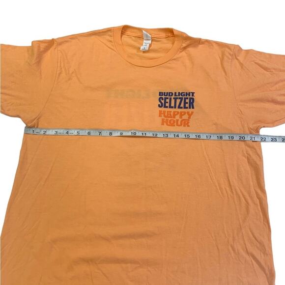 Tultex Bud Light T-shirt Crewneck Orange Happy Hour Size Large - Picture 6 of 7